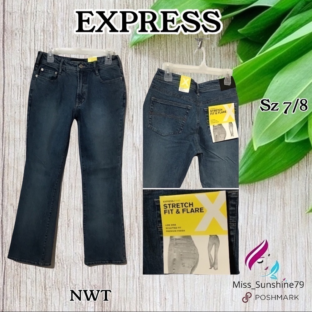 EXPRESS NWT - Sz 7/8 - stretch fit &flare jeans